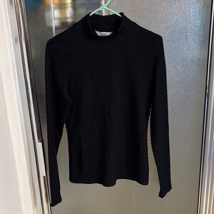 Black Long-Sleeve Mock Neck Top